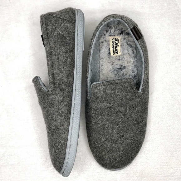 Dluxe by Dearfoams Christina Loafer Quilted Slippers Gray XL US 11 12 - Picture 1 of 16